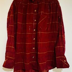 Free People Red Plaid Blouse